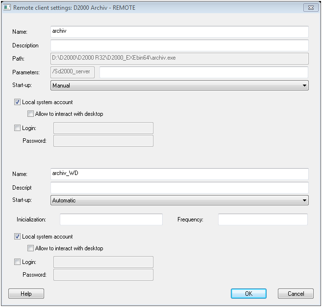 Settings for remote clients
