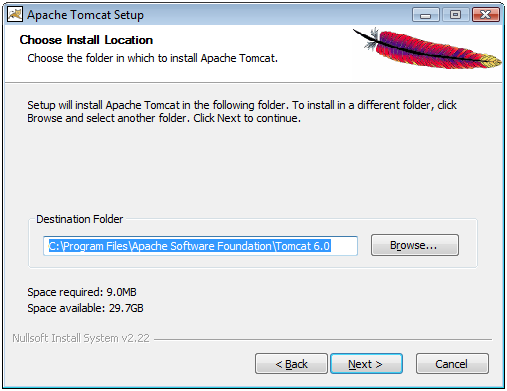 Tomcat - choose instal location