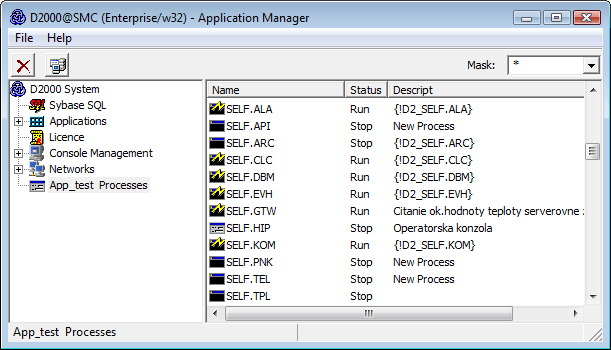 List of D2000 system processes