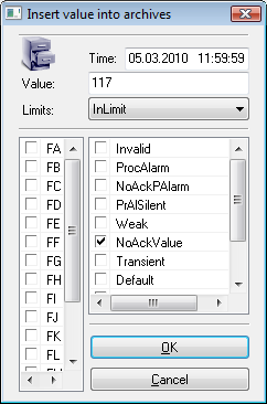 Insert value dialog box