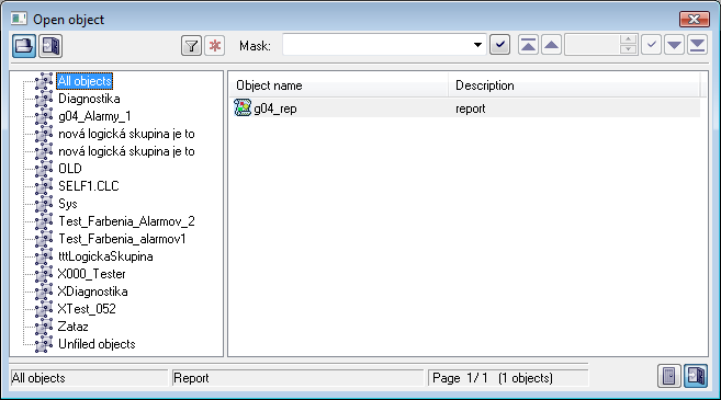 Dialog wintow to open report