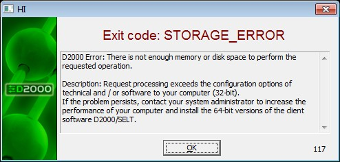 Ending of D2000 HI with error Ending of D2000 HI with error