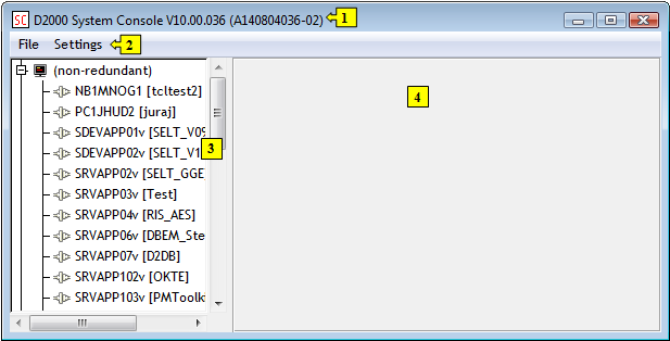 D2000 System Console window D2000 System Console window