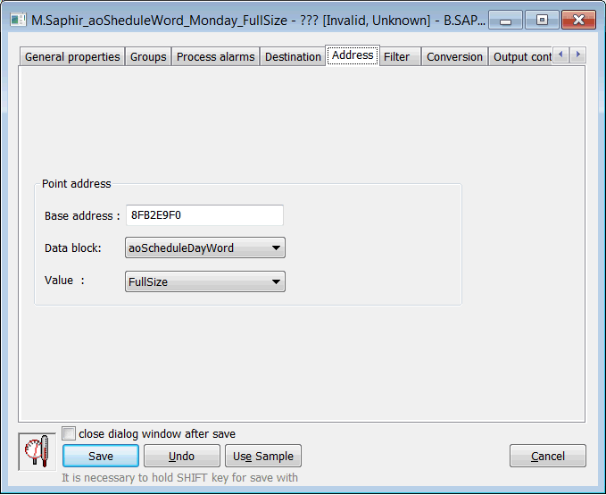 Settings of I/O tag address