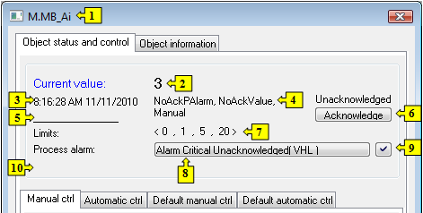 Example of control dialog window Example of control dialog window