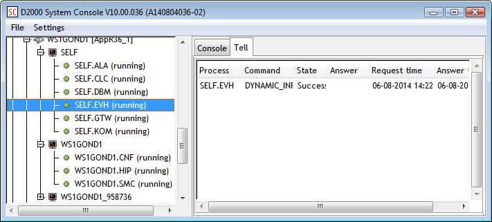 Process information - Tell tab Process information - Tell tab