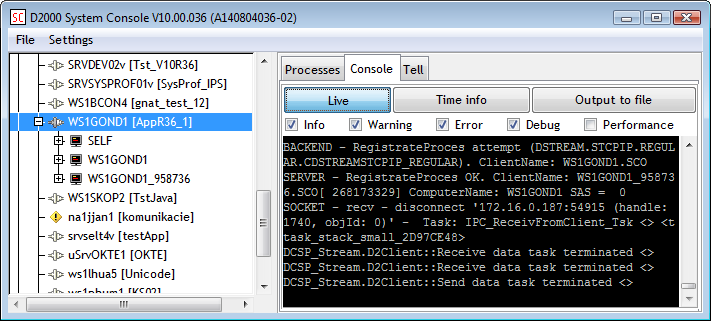 Server information - Console tab Server information - Console tab