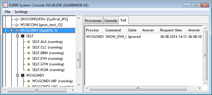 Server information - Tell tab Server information - Tell tab