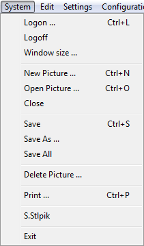 System menu System menu