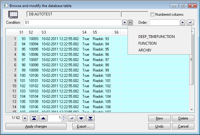 Database table browsing