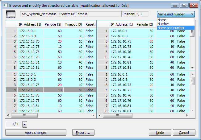 okno Prezeranie a modifikácia štruktúrovaných premenných