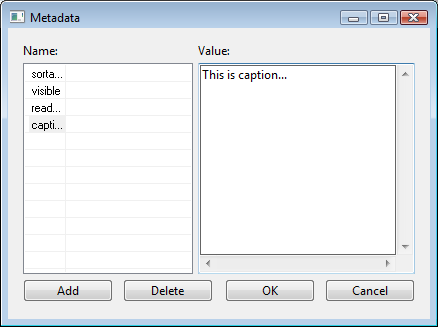 Configuration of metadata