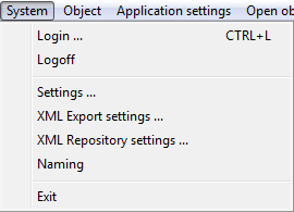 System menu System menu