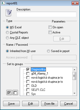 Report configuration