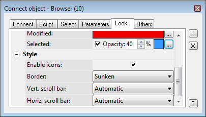 Connect object palette - Look tab