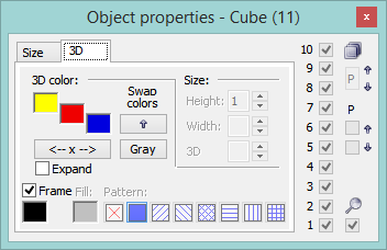 Object properties palette Object properties palette