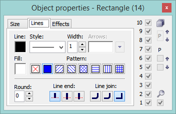 Object properties palette Object properties palette