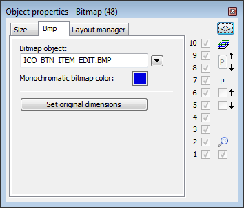 Object properties palette - Bmp palette Object properties palette - Bmp palette