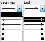 Arrow shape settings Arrow shape settings
