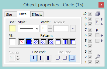 Object properties palette Object properties palette