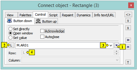 Connect object palette - Control tab Connect object palette - Control tab