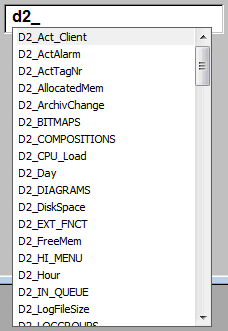 Example of AutoComplete list