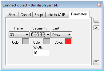 Connect object palette - Parameters tab Connect object palette - Parameters tab
