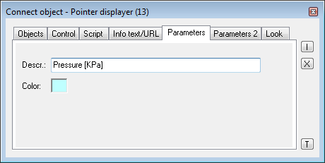 Connect object palette - Parameters tab Connect object palette - Parameters tab