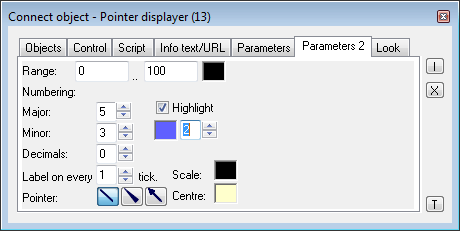 Connect object palette - Parameters 2 tab Connect object palette - Parameters 2 tab