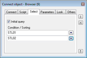 Connect object palette - Select tab