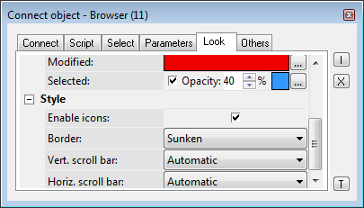 Connect object palette - Look tab