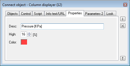 Connect object palette - Properties tab