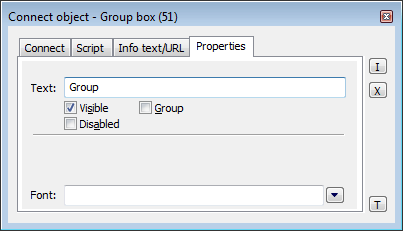 Connect object palette - Properties tab Connect object palette - Properties tab