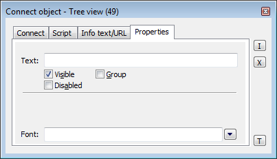 Connect object palette - Properties tab Connect object palette - Properties tab