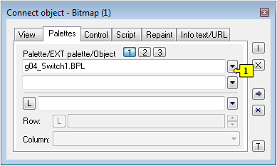 Connect object window - Palette tab
