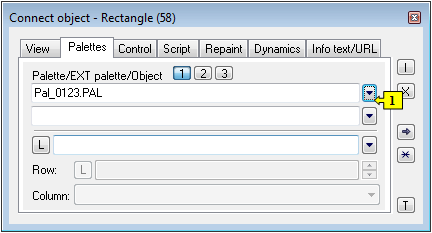 Connect object window - Palette tab