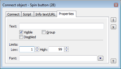 Connect object palette - Properties tab Connect object palette - Properties tab