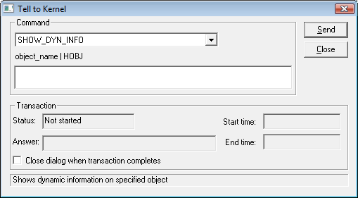 Dialog box for sending a Tell command to running processes