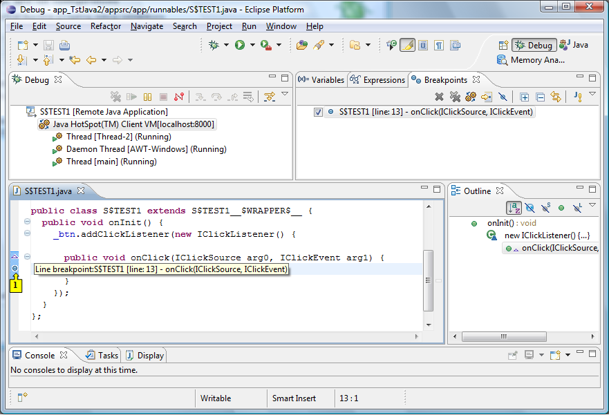 Debug configuration - breakpoint