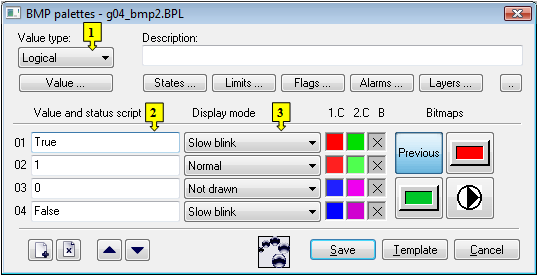 BMP palettes - configuration dialog box
