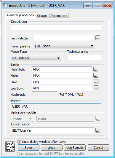 Example - Configuration dialog box