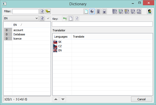 Dictionary - dialog window