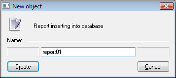 Dialog box for creating a new report