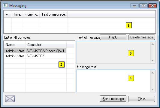 Dialog window to send the messages