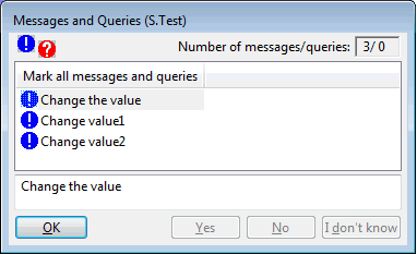 Message action dialog