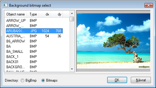 Background bitmap selecting