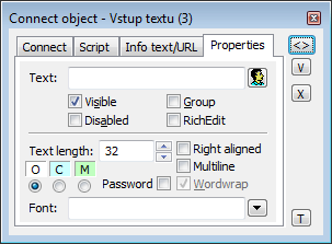 Connect object palette - Properties tab