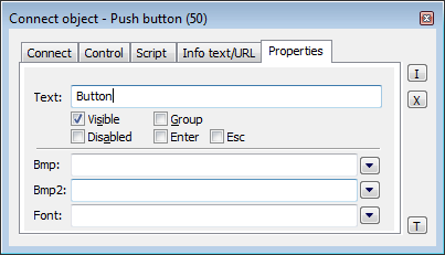 Connect object palette - Properties tab