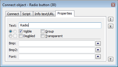 Connect object palette - Properties tab